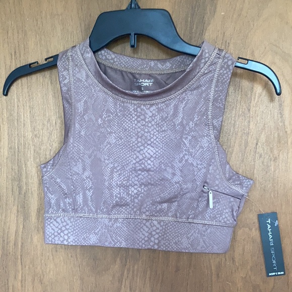 Relisted Tahari Sport tan snakeskin print animal print sports bra S M L - Picture 9 of 16